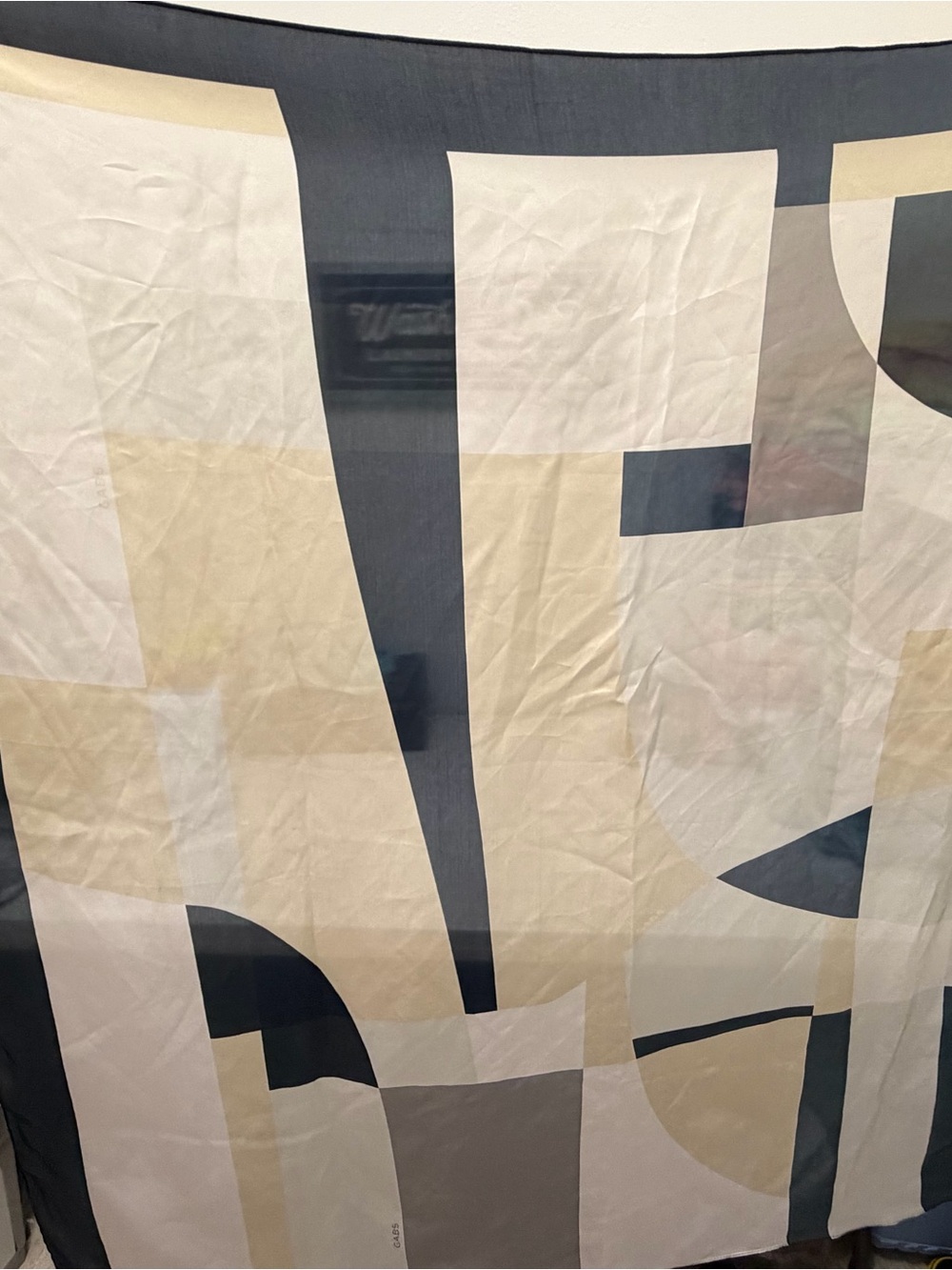 Neutral Geometric Silk-Blend Scarf - Beige, Black